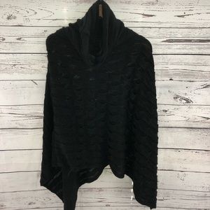 Veond Black Acrylic Cowl Neck Poncho OSFM
